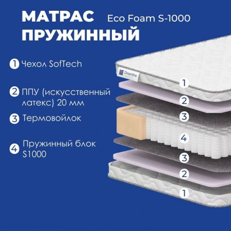 Матрас DreamLine Eco Foam S1000 (Эко&nbsp;Фоам&nbsp;S1000)
